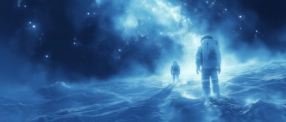 Wall Mural - Astronauts On A Distant, Frozen Planet