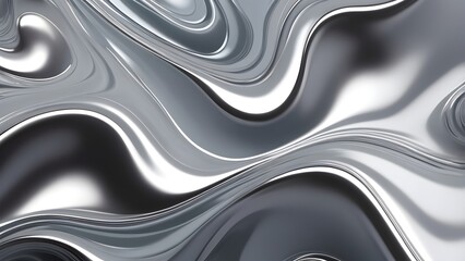 An abstract flow of sleek with metallic silver waves creating a liquid marble like texture.