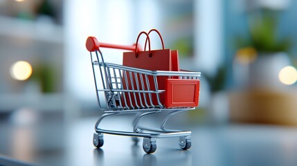 Aufkleber - Futuristic 3D render of an e commerce platform featuring an intuitive shopping cart seamless digital payment system and streamlined logistics executed in a clean