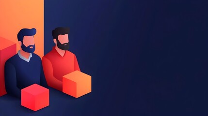 Fototapete - Detailed 3D showcasing diverse digital characters diligently safeguarding a network of interconnected digital assets within a cutting edge blockchain security landscape featuring a clean