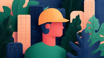 Fototapete - Diverse digital characters meticulously safeguarding a network of interconnected digital assets in a 3D isometric security landscape featuring a clean geometric aesthetic and a vibrant