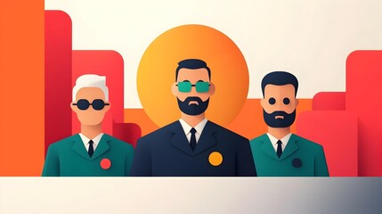 Aufkleber - A team of digitally rendered figures from diverse backgrounds and identities collaborating to secure a complex system of digital assets in a 3D isometric security scenario showcasing a striking
