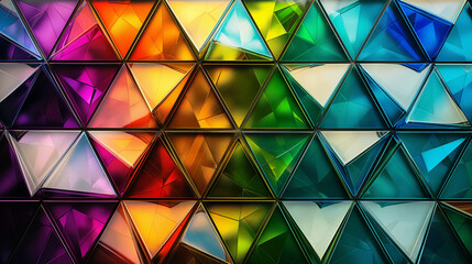 Poster - abstract background with Geometric glass triangles layered in vibrant colors. modern wallpaper 