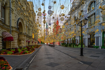 Wall Mural - nikolskaya street in moscow, russia. architecture and landmarks of moscow. cityscape of moscow