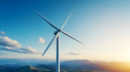 Aufkleber - Scenic landscape of wind turbine blades silhouetted against a beautiful sunrise generating renewable ecofriendly energy  Concept of clean sustainable power and environmentalism