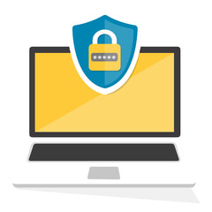 Fototapete - Concetto di sicurezza informatica. Scudo con icona lucchetto Icone di sicurezza e privacy su Internet - Serie Acme fondo trasparente