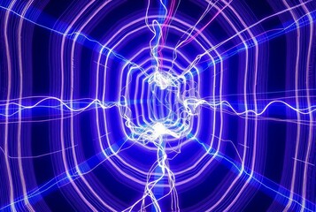 Wall Mural - Light Painting Op Art Electrical FieldLight painting techniques