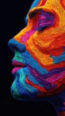 Aufkleber - Colorful face art on dark background