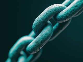 Poster - Metal chain link, close up view, dark background