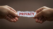 © Creative Habits - Hands holding paper with privacy message for understanding confidentiality and security