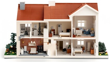 Leinwandbilder - Cross Section of a Futuristic High Rise Apartment Showcasing Innovative Design and Building Infrastructure  Detailed view of different room setups amenities