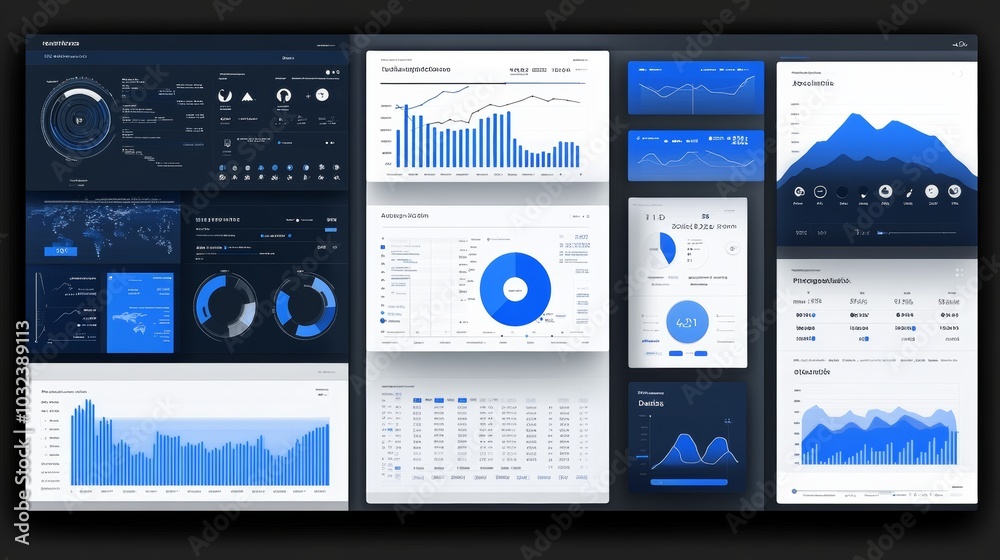 Modern Data Dashboard with Blue Color Palette Stock Illustration ...
