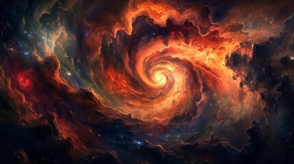 Poster - Vibrant Cosmic Swirl in Deep Space