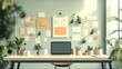 © Phansika - Modern Workspace with Plants and Organized Notes