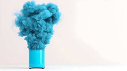 Leinwandbilder - Captivating blue smoke plume isolated on a plain white surface highlighted by cinematic lighting creating a mesmerizing and visually striking digital art composition