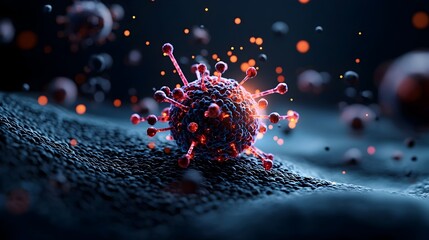 Aufkleber - of nanobots carrying therapeutic agents penetrating the cell wall of a cancerous cell in a dark biological background