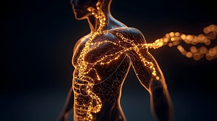 Poster - Time Lapse Sequence Depicting the Journey of a Drug Through the Human Body with Glowing Pathways Representing the Drug s Movement Through the Circulatory System and Vessels