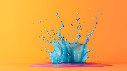 Fototapete - Striking frozen water splash creating a dynamic and mesmerizing visual display of vivid patterns and colors against a clean minimalist background