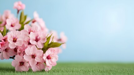 Poster - Stunning Cherry Blossom Tree in Full Bloom on a Bright and Sunny Spring Day with Delicate Pink Petals Falling in the Gentle Breeze Creating a Serene and Tranquil Springtime Landscape