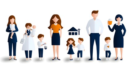 Poster - Diverse Collection of Minimalist People Icons in a Wide Angle Backdrop Representing Different Ages Cultures and Identities for Versatile and Inclusive Design Applications