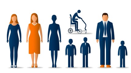 Poster - Set of Minimalist Two Tone Silhouette People Icons Representing Different Ages and Cultures for Versatile Design Applications and Flexible Branding Needs