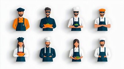 Poster - Minimalistic two color silhouette icons depicting a variety of professional roles and occupations designed with a clean and modern aesthetic for use in business corporate
