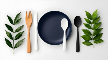Poster - Minimalist and modern icon set featuring simple silhouettes of essential catering elements like forks spoons and plates  Clean elegant graphic design perfect for restaurant cafe or culinary branding