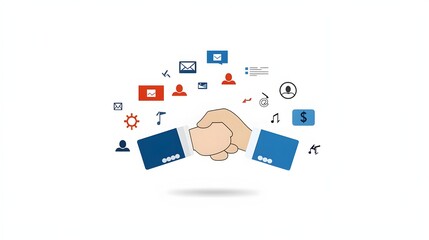 Aufkleber - Clean and modern depicting icons and symbols representing partnership trust and financial elements for business marketing and corporate branding purposes