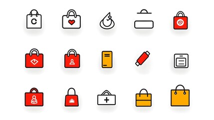 Poster - A set of thin line icons representing various business and financial concepts such as purchase donation sponsorship and other marketing materials for corporate and commercial use