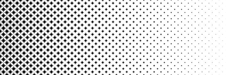 Poster - horizontal halftone of glitter black star design for pattern and background.