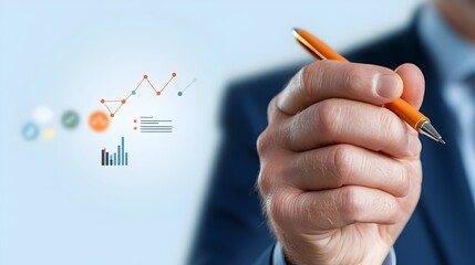 Poster - Handwritten style icons representing evaluation document review and statistic elements on a clean white background  This set of thin line graphics is suitable for business office
