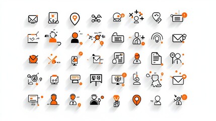 Leinwandbilder - Elegant icons representing business networking team building community and connection in a thin line style suitable for organizational and company use