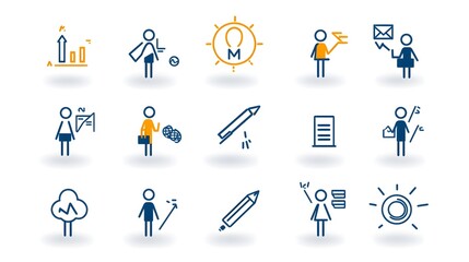 Aufkleber - Minimalist thin line icon set featuring human figures community members audience and team participants with modern outlines for organizational and corporate themes
