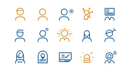Leinwandbilder - Thin line icon set depicting a variety of human figures including community members team participants and audience members with modern outlines designed for organizational and corporate visual themes
