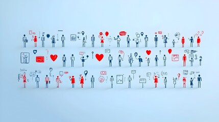 Leinwandbilder - icons in a thin line style representing people in groups participants organization members teams and community visuals  Ideal for design projects focused on social and leadership