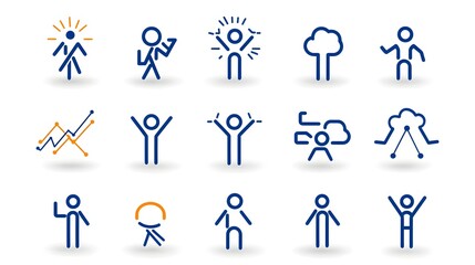 Aufkleber - Elegant thin line icons showcasing a group of human figures in a clean minimalist style  The design highlights concepts of unity within an organization or community