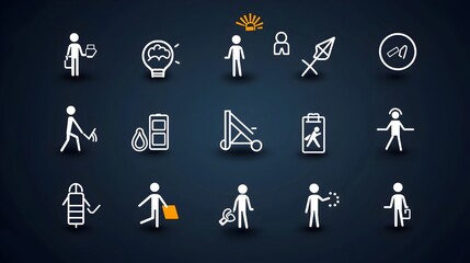Aufkleber - Elegant thin line icons showcasing the concept of group membership and social connectivity in a clean minimalist style