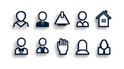 Aufkleber - Sleek Featuring a Thin Line Icon Set Depicting People Groups and Population Interaction Highlighting Concepts of Community Connection in a Modern Minimalist Style