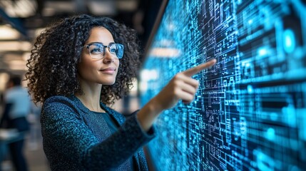 Empowered Female Tech Lead Leading Discussion on Server Infrastructure in Modern Office Setting