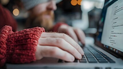 Poster - A remote worker utilizing various productivity applications and tools on their laptop to efficiently manage tasks and optimize their workflow from a home or flexible workspace