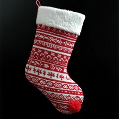 Red Christmas stocking white pattern made soft plush Sock