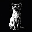 © Supithcha - Sitting cat illustration, black background
