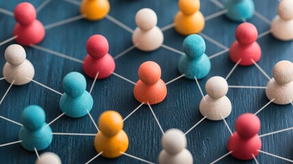 a colorful arrangement of figurine connections, symbolizing social networking and relationships amon
