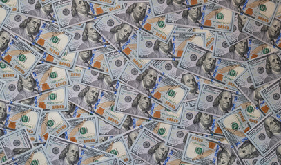 Wall Mural - US 100 dollar banknotes background