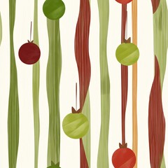 Poster - Colorful Holiday Ornaments on a Striped Background