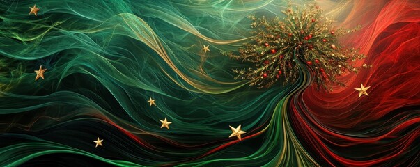 Poster - Abstract Dynamic Flowing Tree in Colorful Background