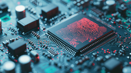 Poster - High tech microprocessor with nanobots crawling over its surface