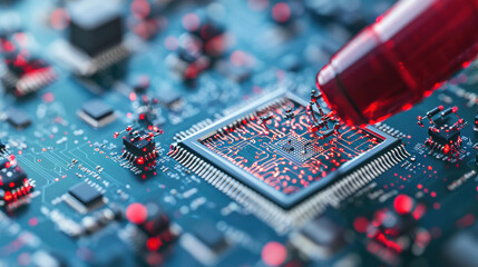 Poster - Intricate microcircuits being assembled with precision and care