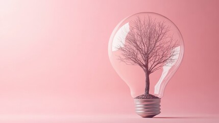 Poster - Tree Inside Light Bulb with Spreading Branches