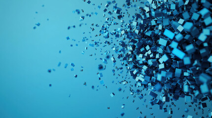 Poster - Dynamic blue cubes creating vibrant abstract pattern in motion